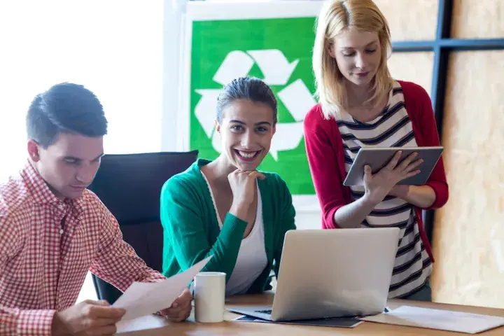 People in a recycling center